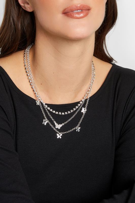 evans Yours Silver Butterfly Layer Necklace