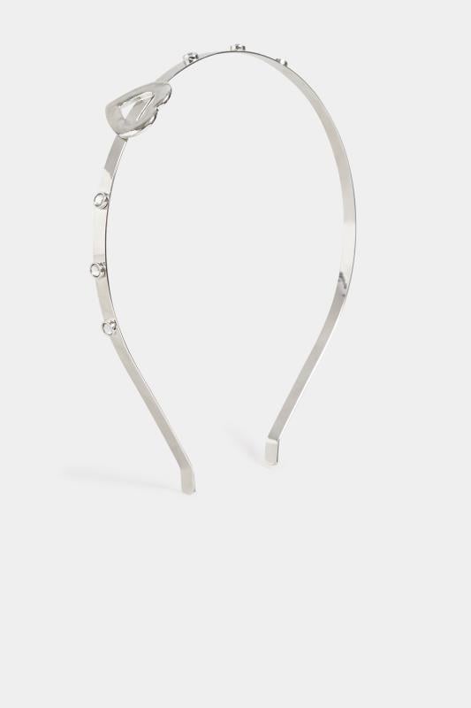 Evans Yours Silver Diamante Heart Headband