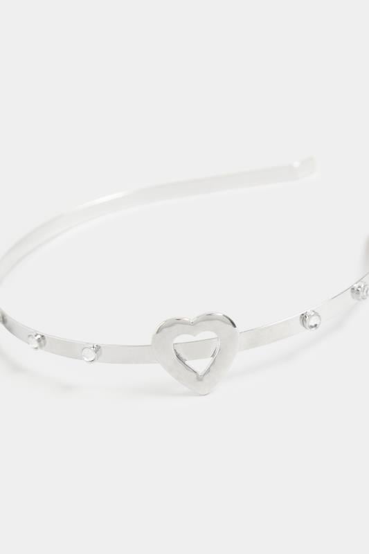 Evans Yours Silver Diamante Heart Headband