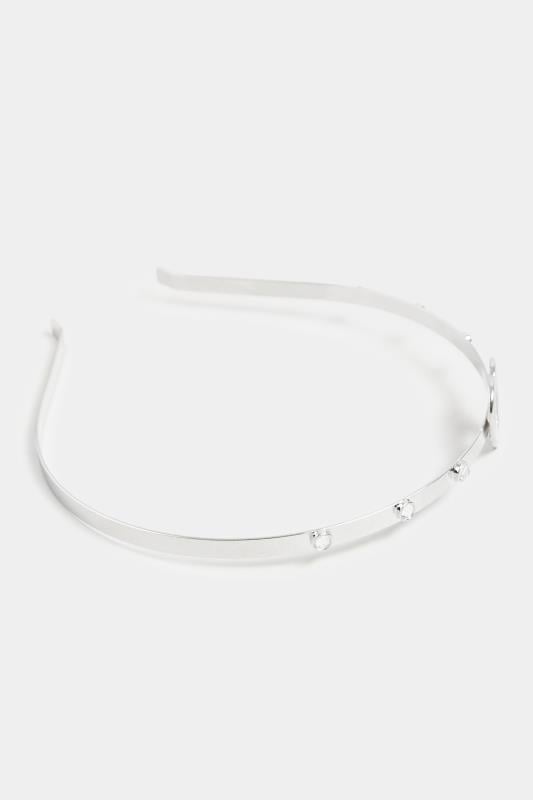 Evans Yours Silver Diamante Heart Headband