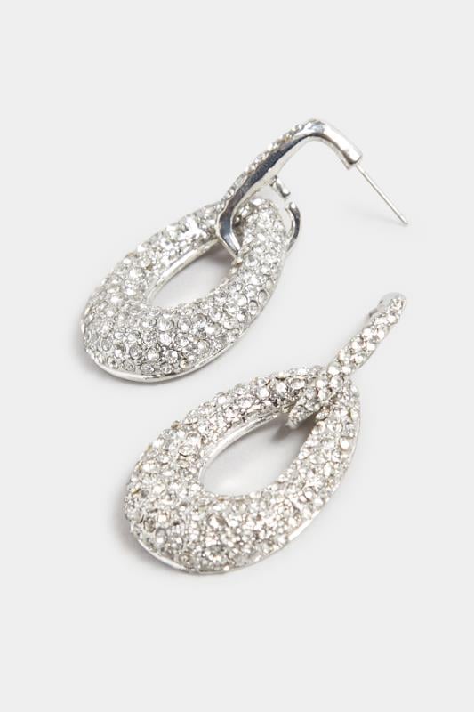 Evans Yours Silver Diamante Oval Drop Earrings