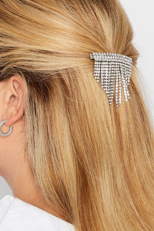 evans Yours Silver Diamante Tassel Hairslide