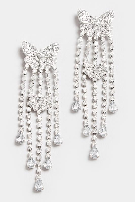 Evans Yours Silver Diamate Butterfly Drop Earrings