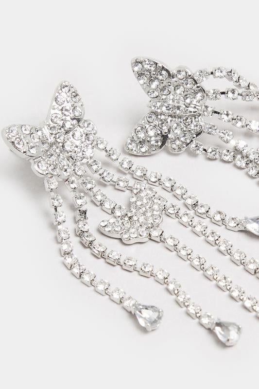 Evans Yours Silver Diamate Butterfly Drop Earrings