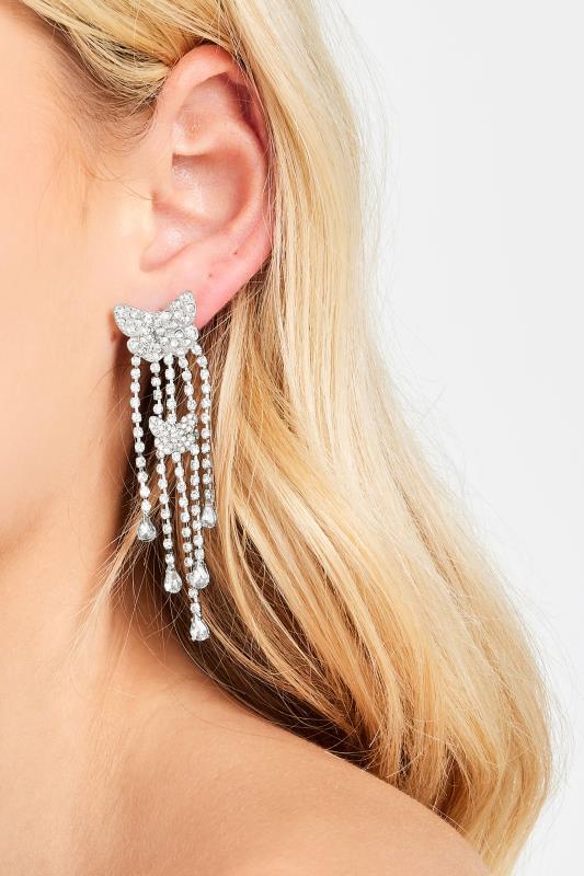 evans Yours Silver Diamate Butterfly Drop Earrings