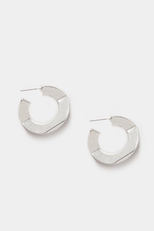 Evans Yours Silver Geometric Hoop Earrings