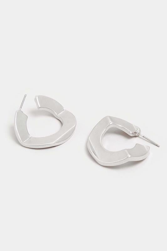 Evans Yours Silver Geometric Hoop Earrings