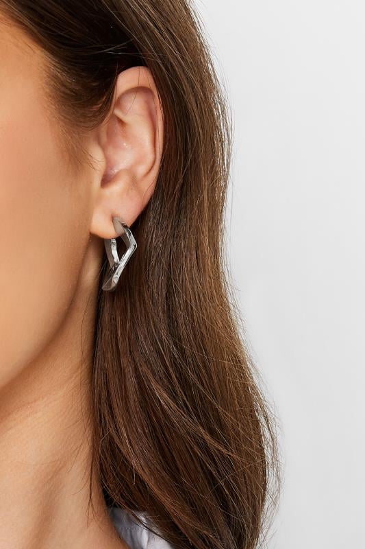 evans Yours Silver Geometric Hoop Earrings