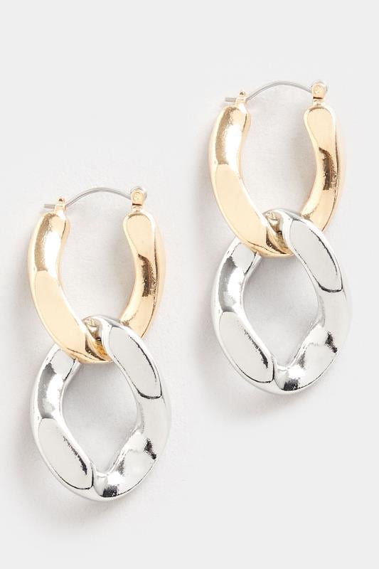 Evans Yours Silver & Gold Metal Chain Earrings