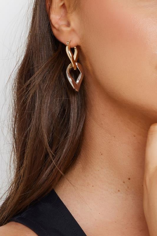 evans Yours Silver & Gold Metal Chain Earrings