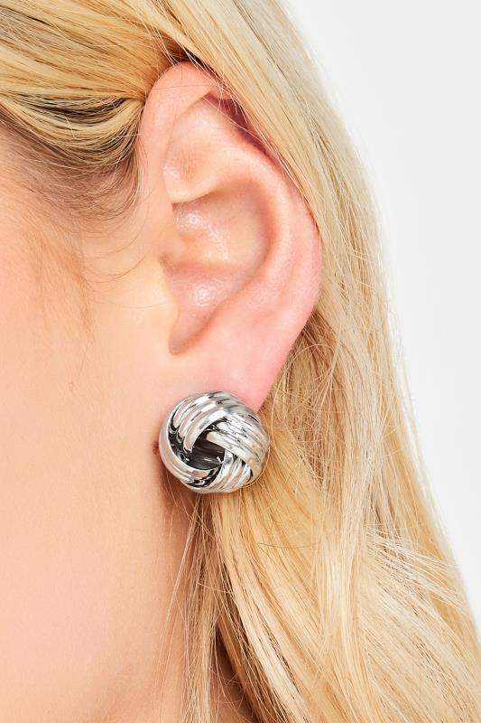 evans Yours Silver Knot Stud Earrings