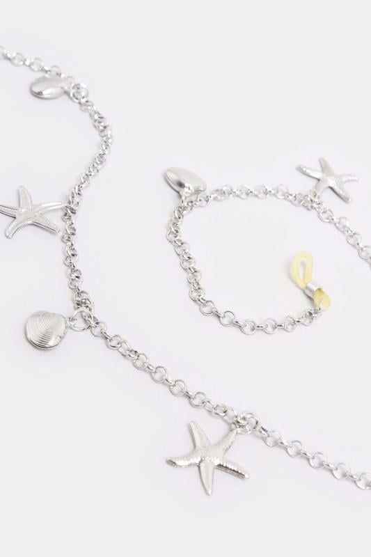 Evans Yours Silver Mixed Shell Sunglasses Chain