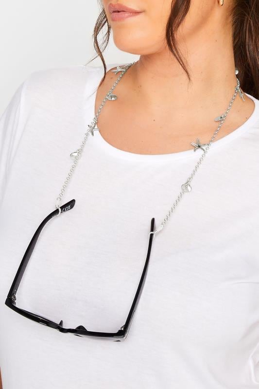 evans Yours Silver Mixed Shell Sunglasses Chain