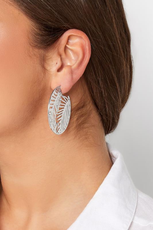 evans Yours Silver Palm Hoop Earrings