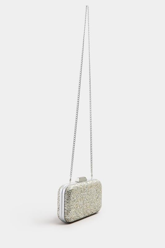 Evans Yours Silver Sequin Clutch Bag
