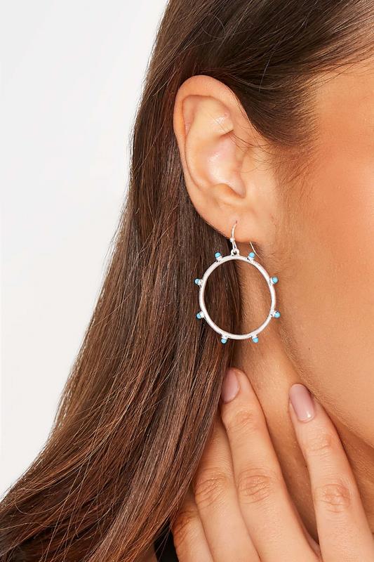 evans Yours Silver Studded Hoop Earrings