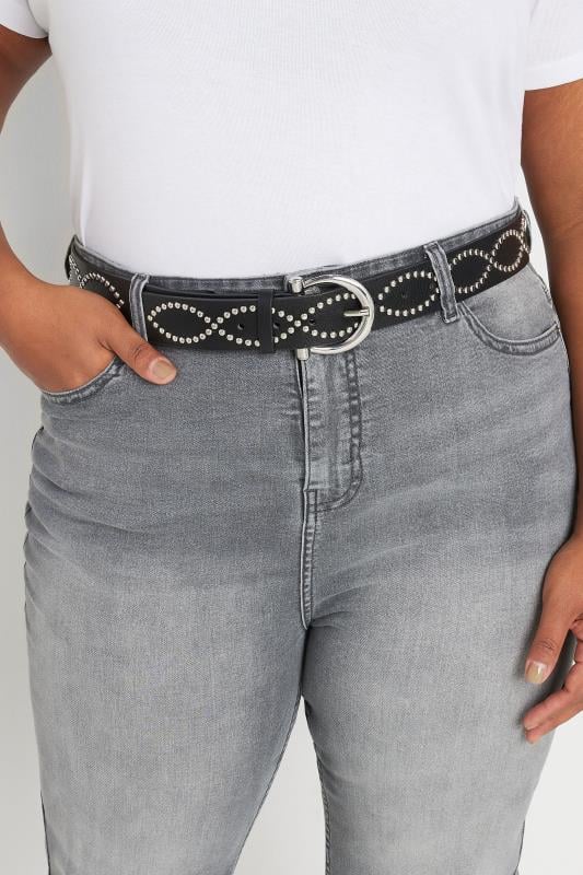 evans Yours Silver Studded Jean Belt