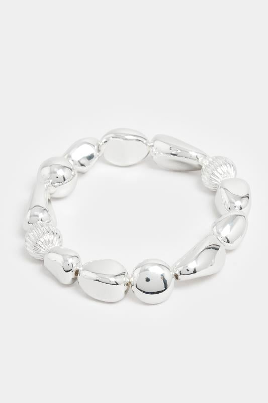 Evans Yours Silver Tone Bead Stretch Bracelet