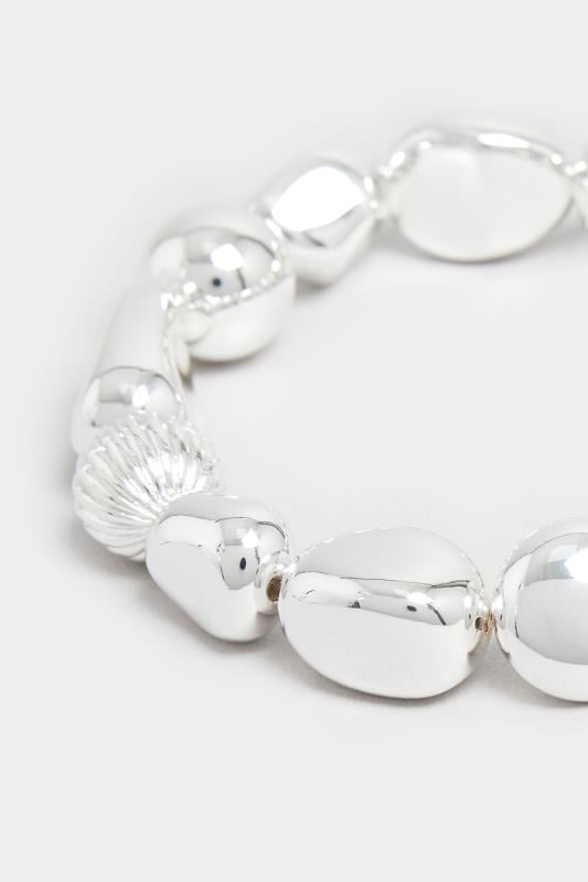 Evans Yours Silver Tone Bead Stretch Bracelet