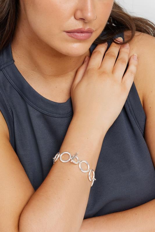 evans Yours Silver Tone Circle Chain Bracelet