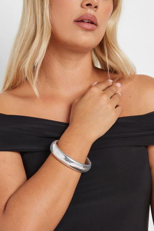 evans Yours Silver Tone Coil Statement Bracelet