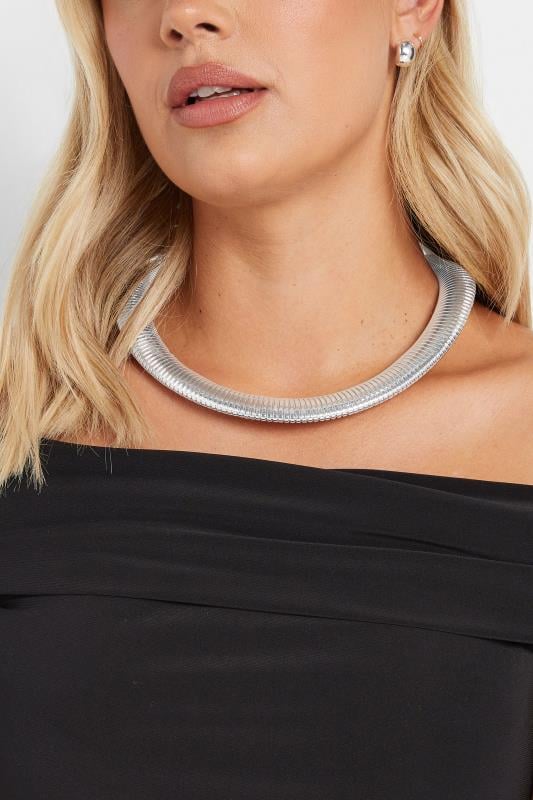 evans Yours Silver Tone Coil Statement Necklace