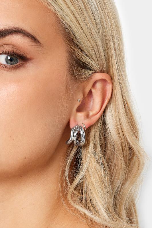 evans Yours Silver Tone Cuffed Earrings