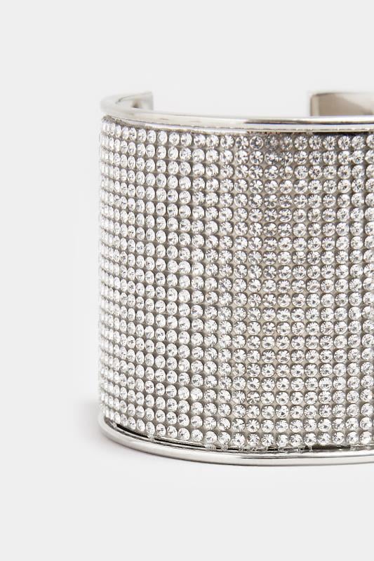 Evans Yours Silver Tone Diamante Cuff Bangle