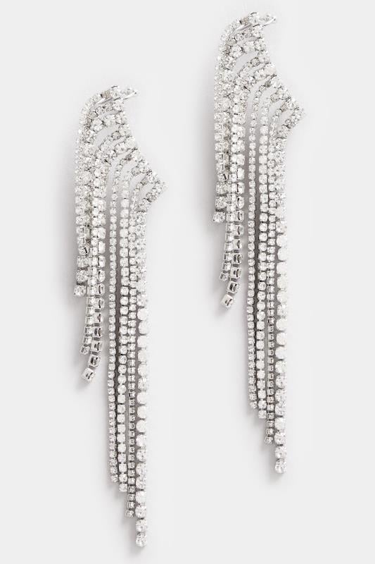 Evans Yours Silver Tone Diamante Cuff Earrings
