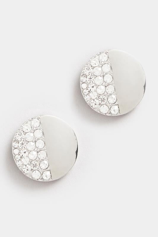 Evans Yours Silver Tone Diamante Disc Earrings