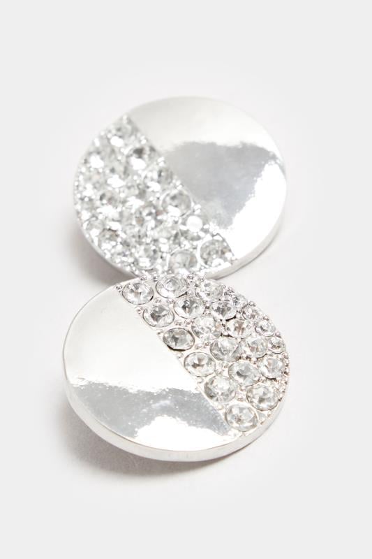 Evans Yours Silver Tone Diamante Disc Earrings