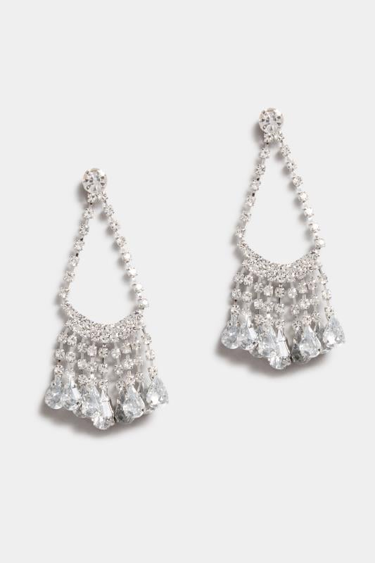 Evans Yours Silver Tone Diamante Drop Earrings
