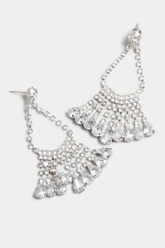 Evans Yours Silver Tone Diamante Drop Earrings