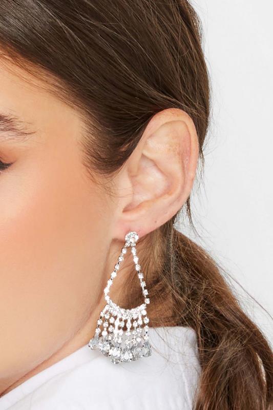 evans Yours Silver Tone Diamante Drop Earrings