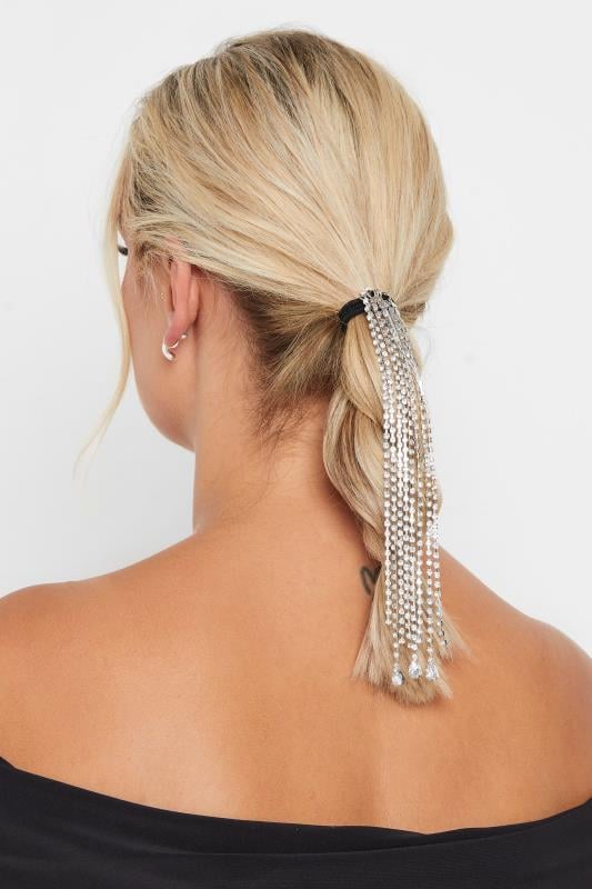 evans Yours Silver Tone Diamante Drop Hairband