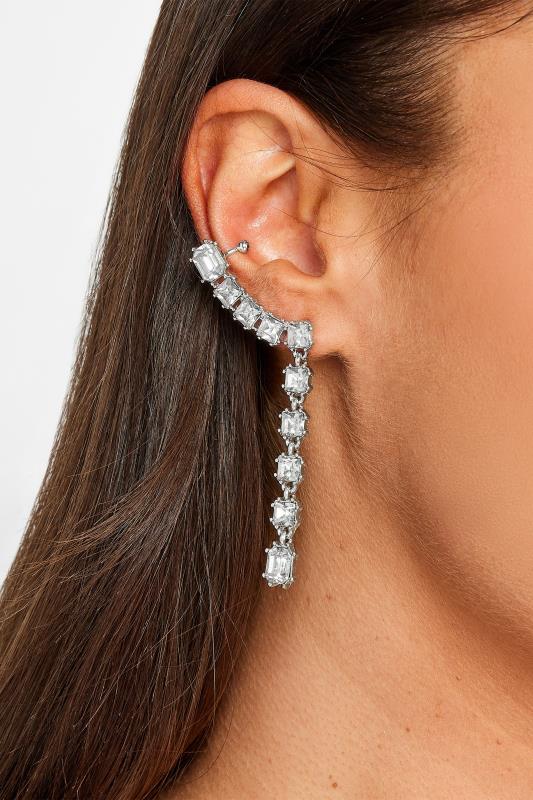 evans Yours Silver Tone Diamante Ear Cuff Earrings