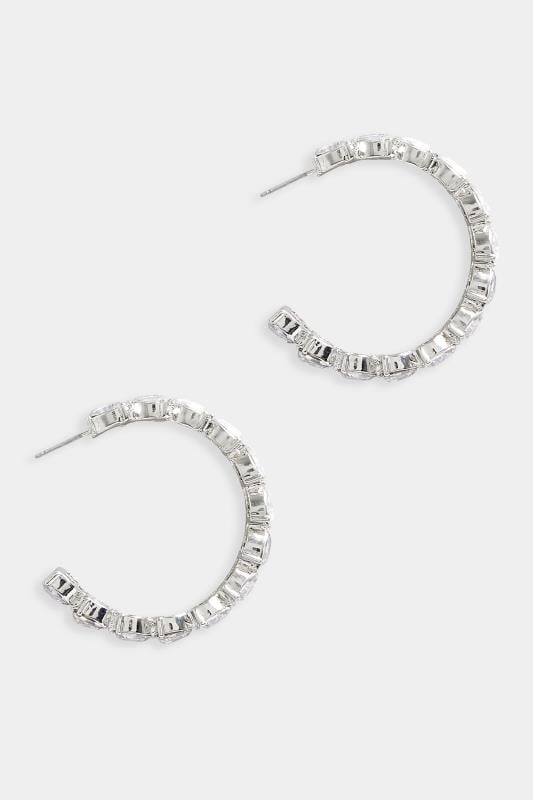 Evans Yours Silver Tone Diamante Hoop Earrings