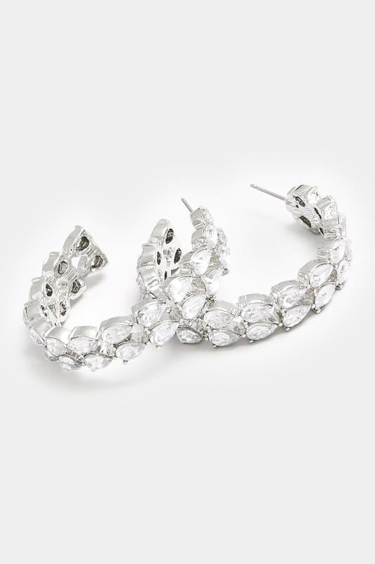 Evans Yours Silver Tone Diamante Hoop Earrings
