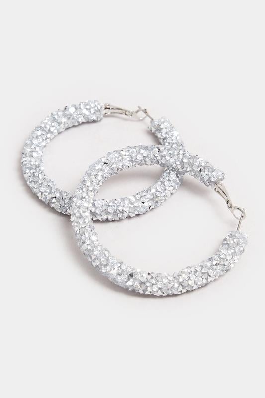 Evans Yours Silver Tone Diamante Mesh Earrings