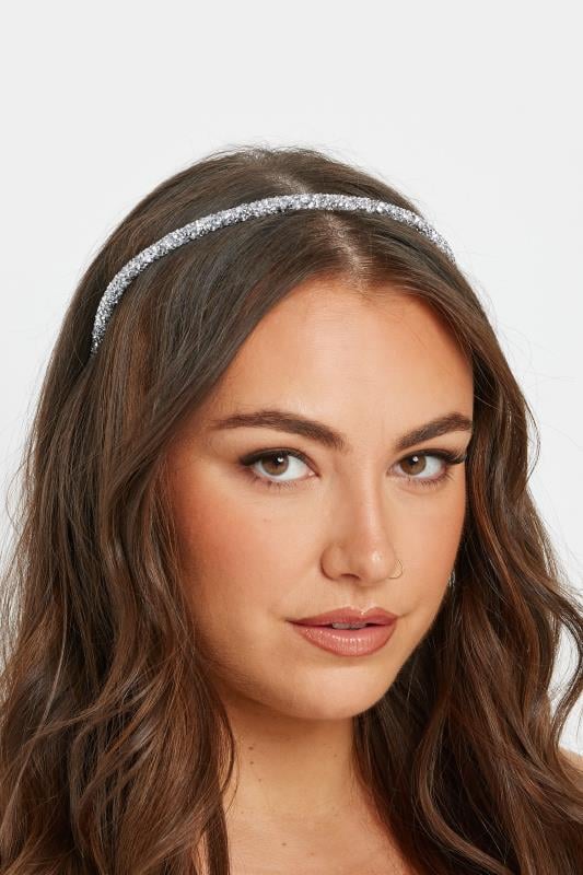 evans Yours Silver Tone Diamante Mesh Headband
