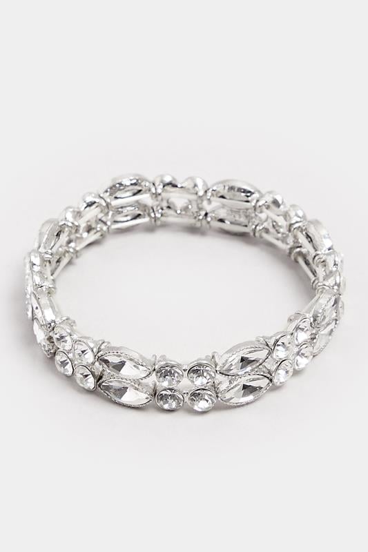 Evans Yours Silver Tone Diamante Stretch Bracelet