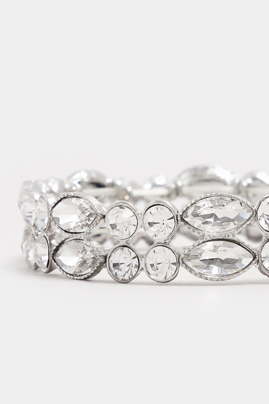 Evans Yours Silver Tone Diamante Stretch Bracelet