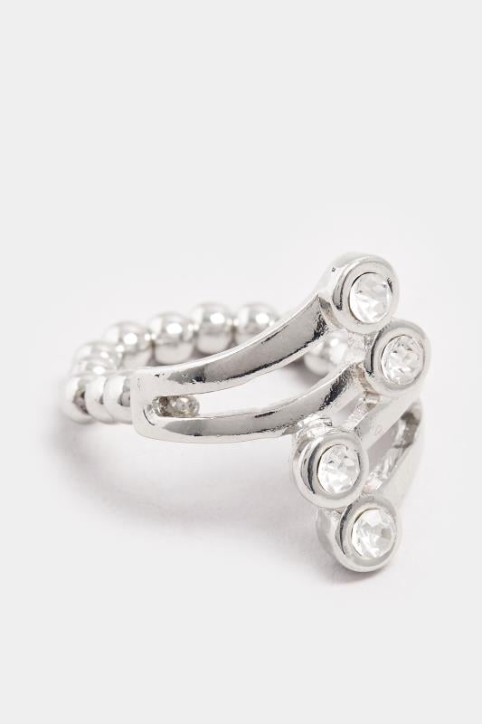Evans Yours Silver Tone Diamante Stretch Ring