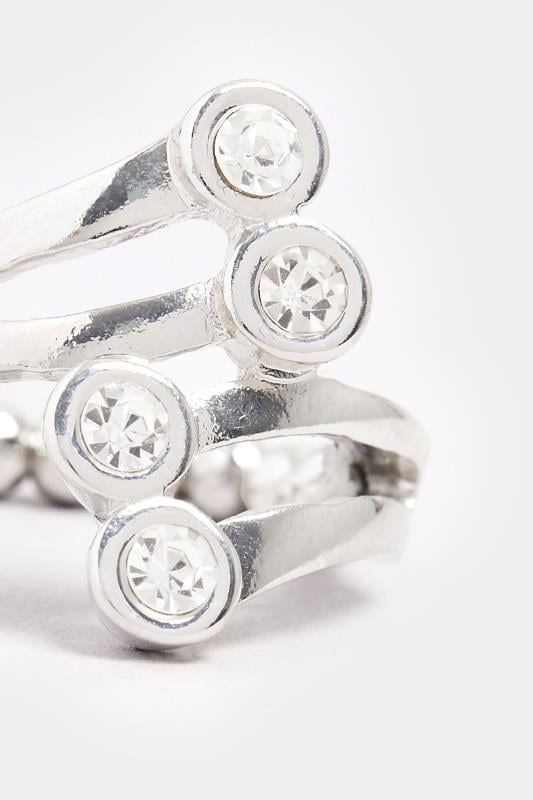 Evans Yours Silver Tone Diamante Stretch Ring