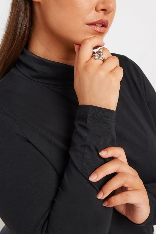 evans Yours Silver Tone Diamante Stretch Ring