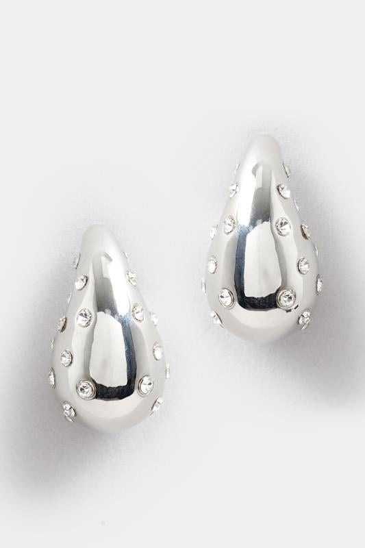 Evans Yours Silver Tone Diamante Teardrop Earrings