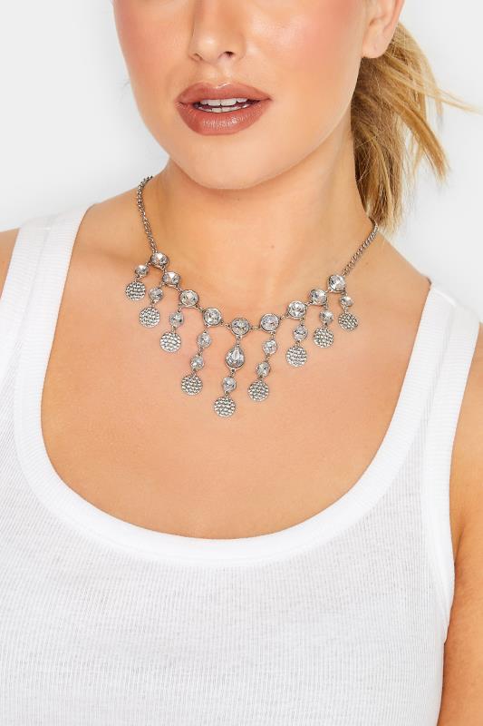 evans Yours Silver Tone Disc Drop Necklace