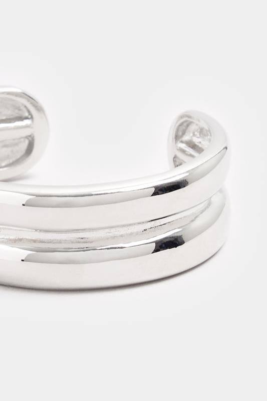 Evans Yours Silver Tone Double Cuff Bracelet