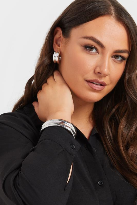 evans Yours Silver Tone Double Cuff Bracelet