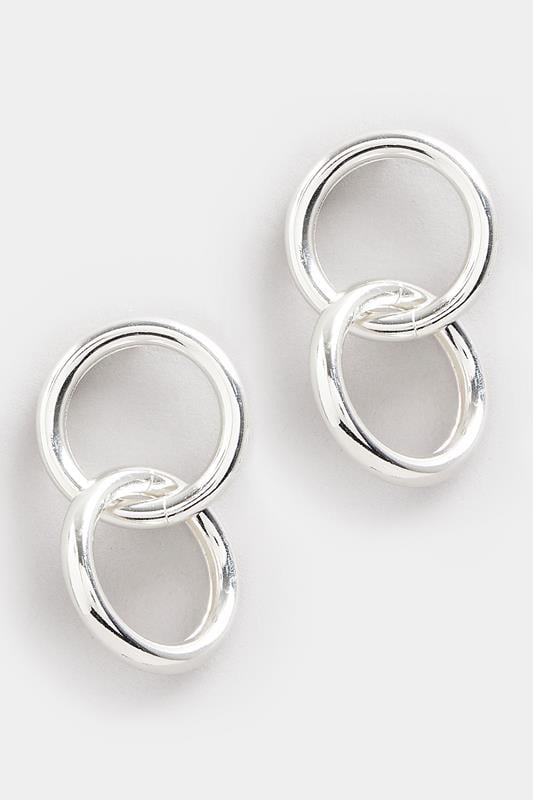 Evans Yours Silver Tone Double Hoop Stud Earrings
